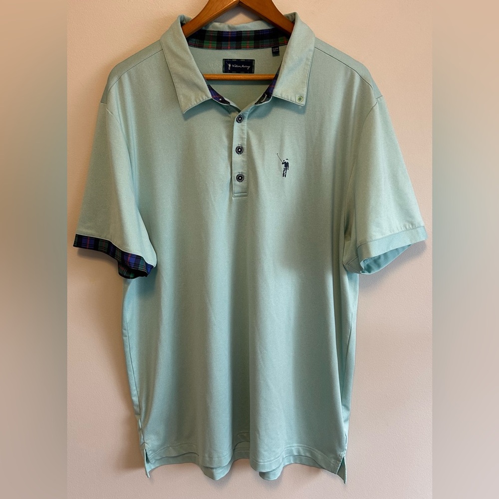 William Murray Mens Light Green Golf Polo Gingham Plaid - Size XL Like New